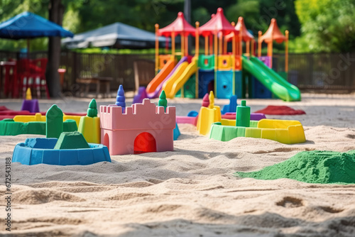 Wallpaper Mural Playground park with sand castle , sandbox , vacation with kids in sunny summer Torontodigital.ca