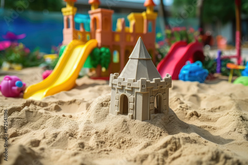 Wallpaper Mural Playground park with sand castle , sandbox , vacation with kids in sunny summer Torontodigital.ca