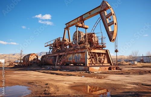 Oil is being extracted from the ground by a functional oil pump. Natural gas .