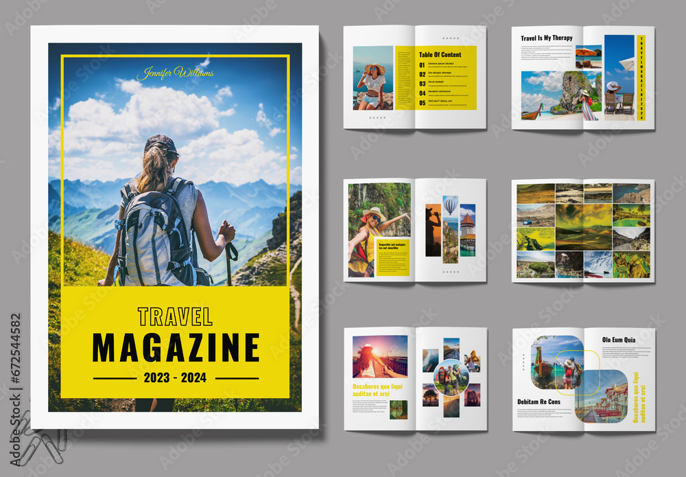 Travel Magazine Layout Examples Travel Magazine Design Stock Template | Adobe Stock