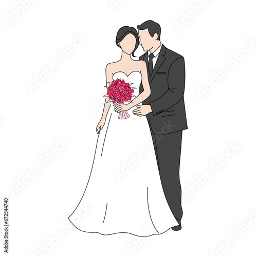 Happy wedding bride and groom at wedding ceremony. Beautiful wedding couple in wedding clothes