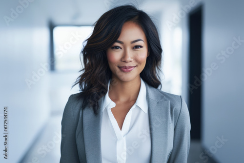 Smiling business woman looking at the camera