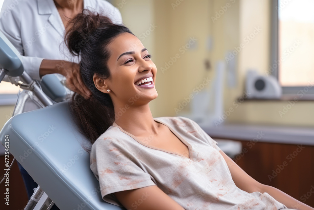 Obraz premium An Indian woman lying comfortably in bed undergoing physiotherapy