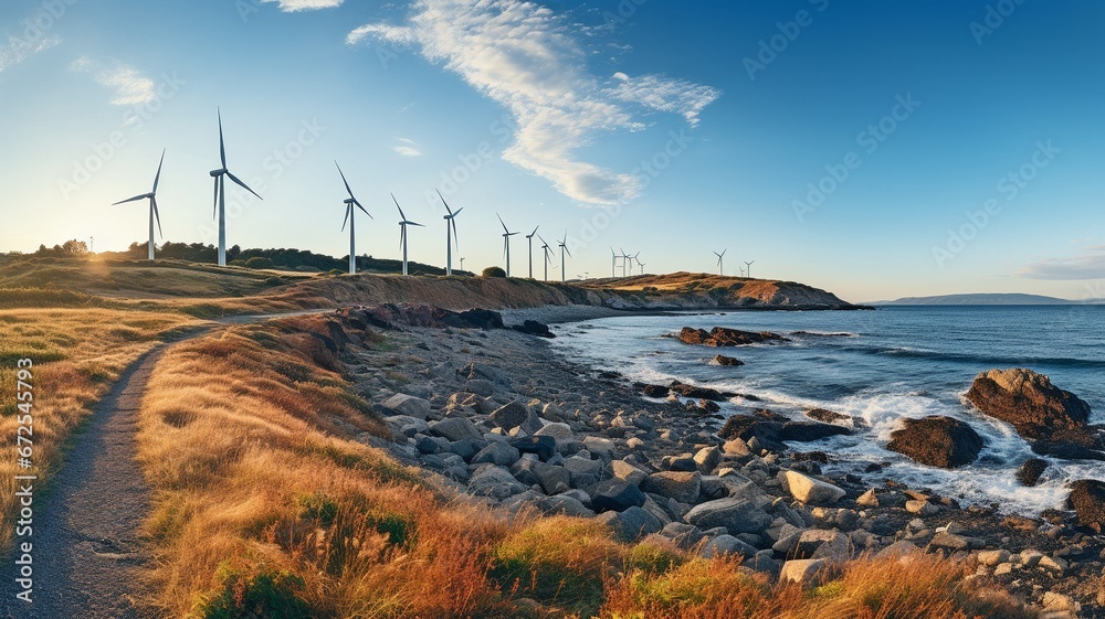Utilising the power of the wind, offshore wind turbine farms generate electricity. .