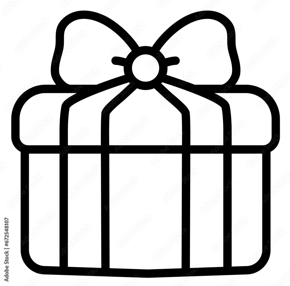 Cute Christmas present gift box with ribbon bow outline cartoon doodle illustration Cute Christmas present gift box with ribbon bow outline cartoon doodle illustration