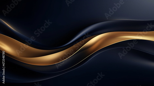 Gold and navy blue waves abstract luxury background