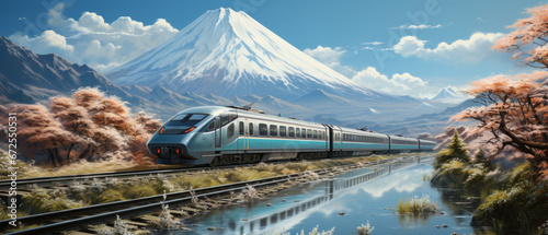 Future Shinkansen with Fuji backround