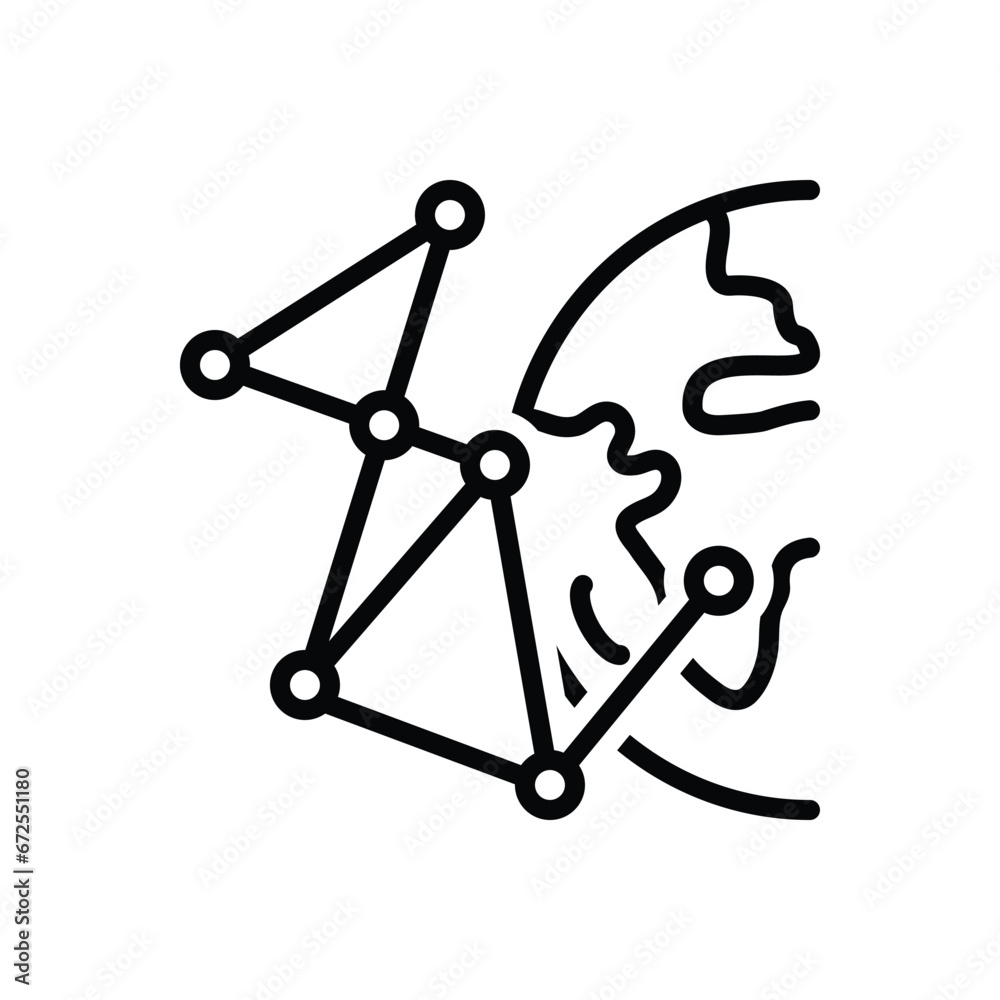 Black line icon for global data Black line icon for global data