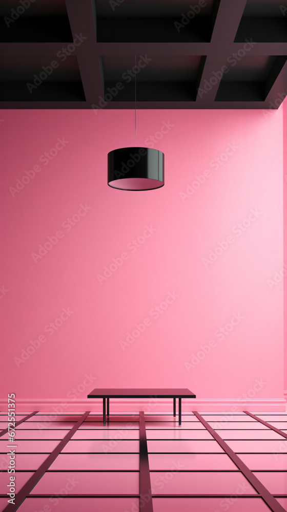 Naklejka premium a room with a table and a lamp