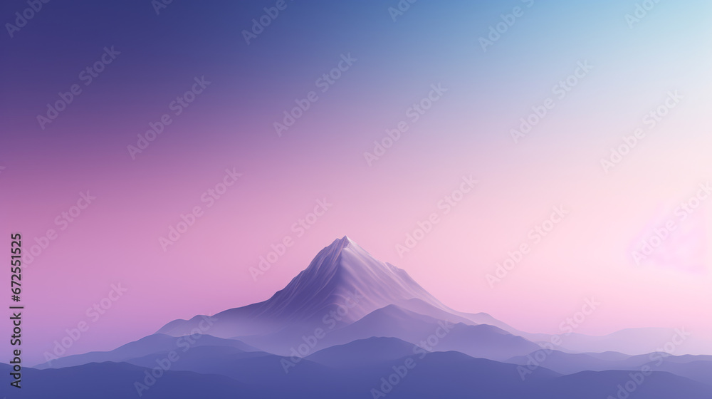 A stunning minimalist background of  mountain against a gradient sky, with a subtle texture adding depth. The color palette is blue and purple