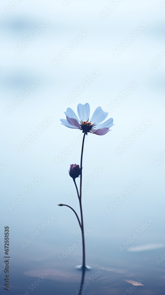 Fototapeta premium a single flower is in the water