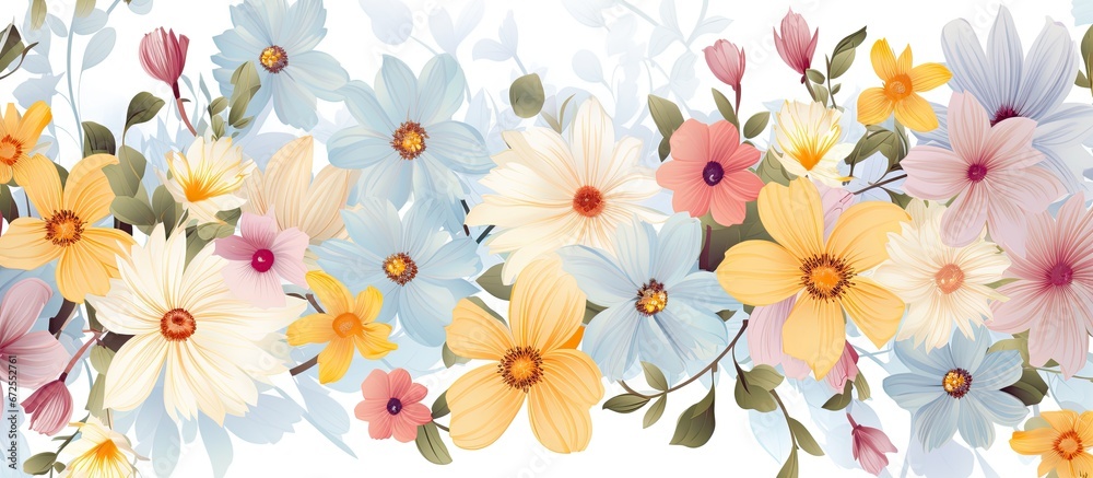 Seamless art decor with a floral pattern inspired by the beauty of nature during spring and summer seasons