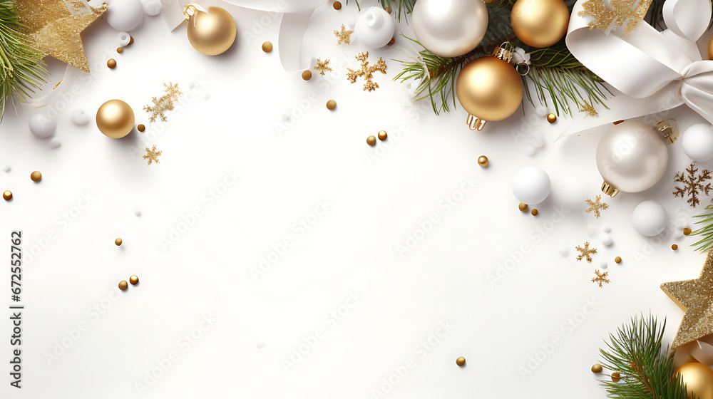 christmas background with christmas tree branches and white and gold christmas balls background christmas background with christmas tree branches and white and gold christmas balls background