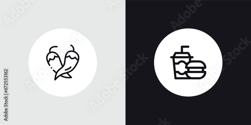 outline icons set from food concept. editable vector included chili pepper, fast food restaurant icons. thin line icons