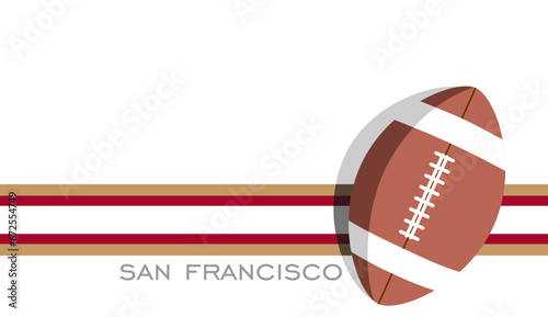 Template for presentation or infographics with San Francisco 49ers American football team uniform colors lines and ball