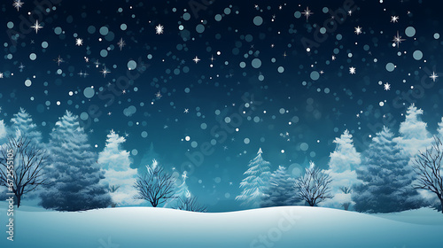 winter landscape with trees and snow blue background