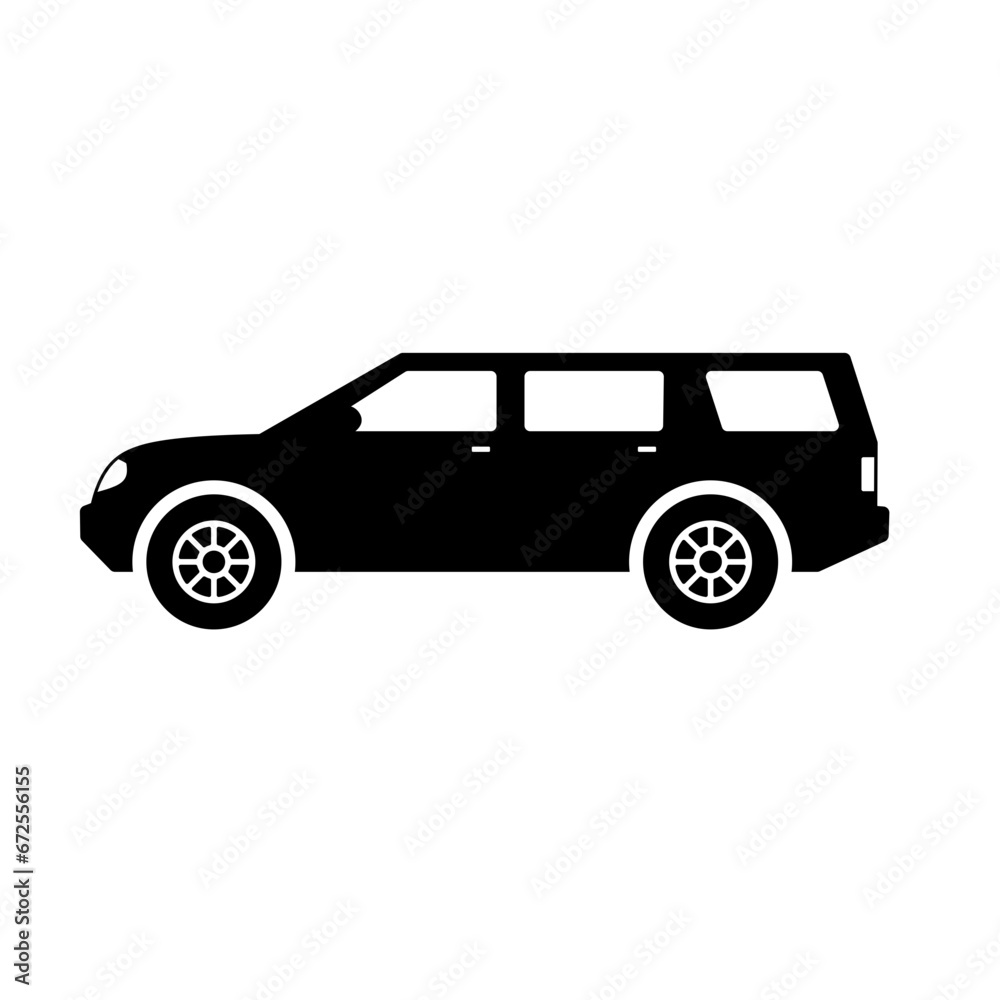 SUV car icon vector. Sport utility vehicle silhouette for icon, symbol or sign. SUV car graphic resource for transportation or automotive