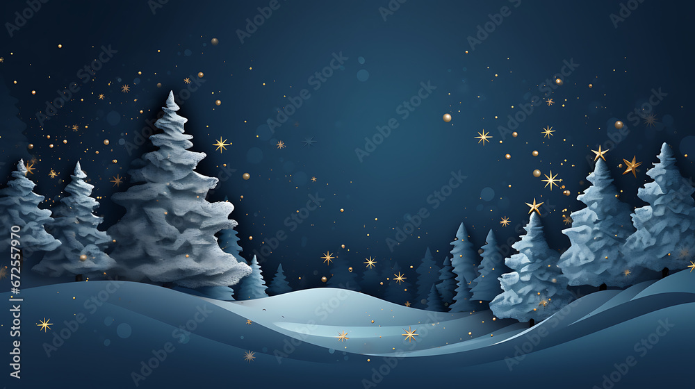 Night winter landscape background with snow 