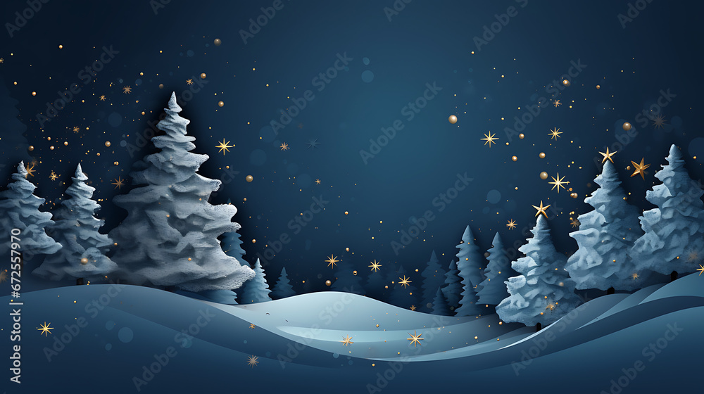 Naklejka premium Night winter landscape background with snow