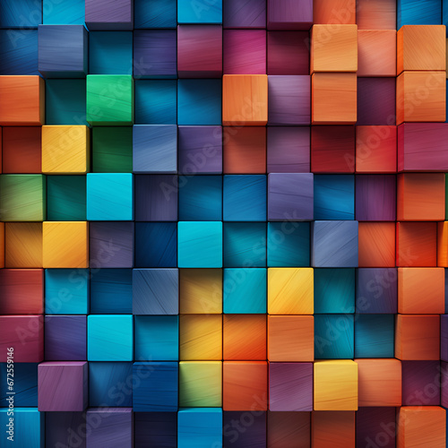 Colorful wooden blocks aligned