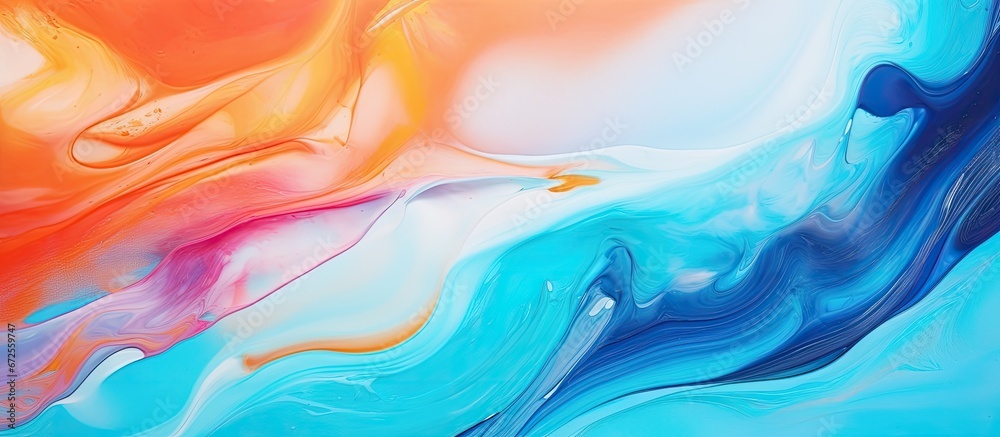 Vibrant abstract artwork created with acrylic paint Fluid background composed of a spontaneous blend of oil based pigments resulting in a natural and dynamic composition