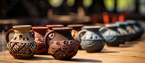 In Jombang East Java Indonesia artisans create natural pottery crafts using clay These crafts include drinking water jugs made from the clay