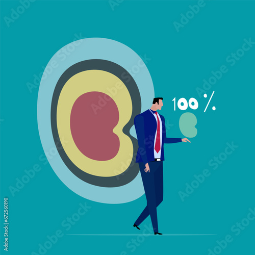 Investment asset allocation and balancing concept Businessman investors make pie charts to balance their portfolios to suit risk and return.