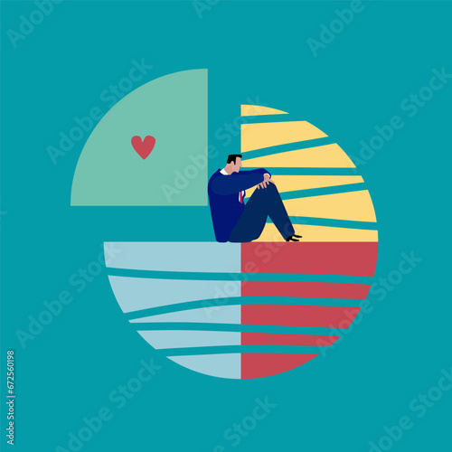 Investment asset allocation and balancing concept Businessman investors make pie charts to balance their portfolios to suit risk and return.