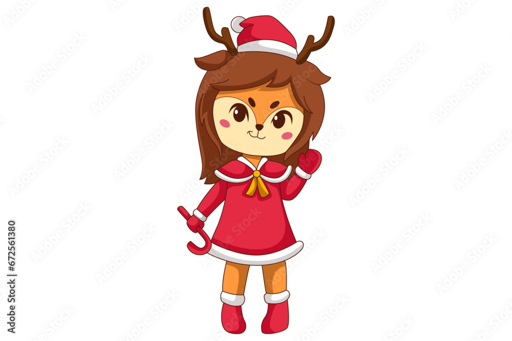 Cute Christmas Deer Cartoon Character Design Cute Christmas Deer Cartoon Character Design