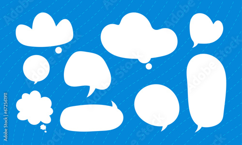 Collection of cute colorful speech bubbles or dream clouds for dialogue. Vector design for price labels, stickers, clip art, posters and banners.