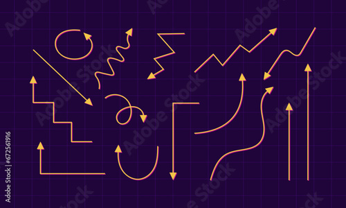 Collection of hand drawn arrow elements. Collection of doodle arrows. Vector design for icons, clip art, lines, symbols and directions.
