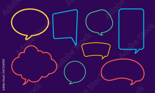 Collection of cute colorful speech bubbles or dream clouds for dialogue. Vector design for price labels, stickers, clip art, posters and banners.