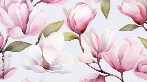 Exquisite Magnolias Watercolor Seamless Pattern   Background Image  Hd