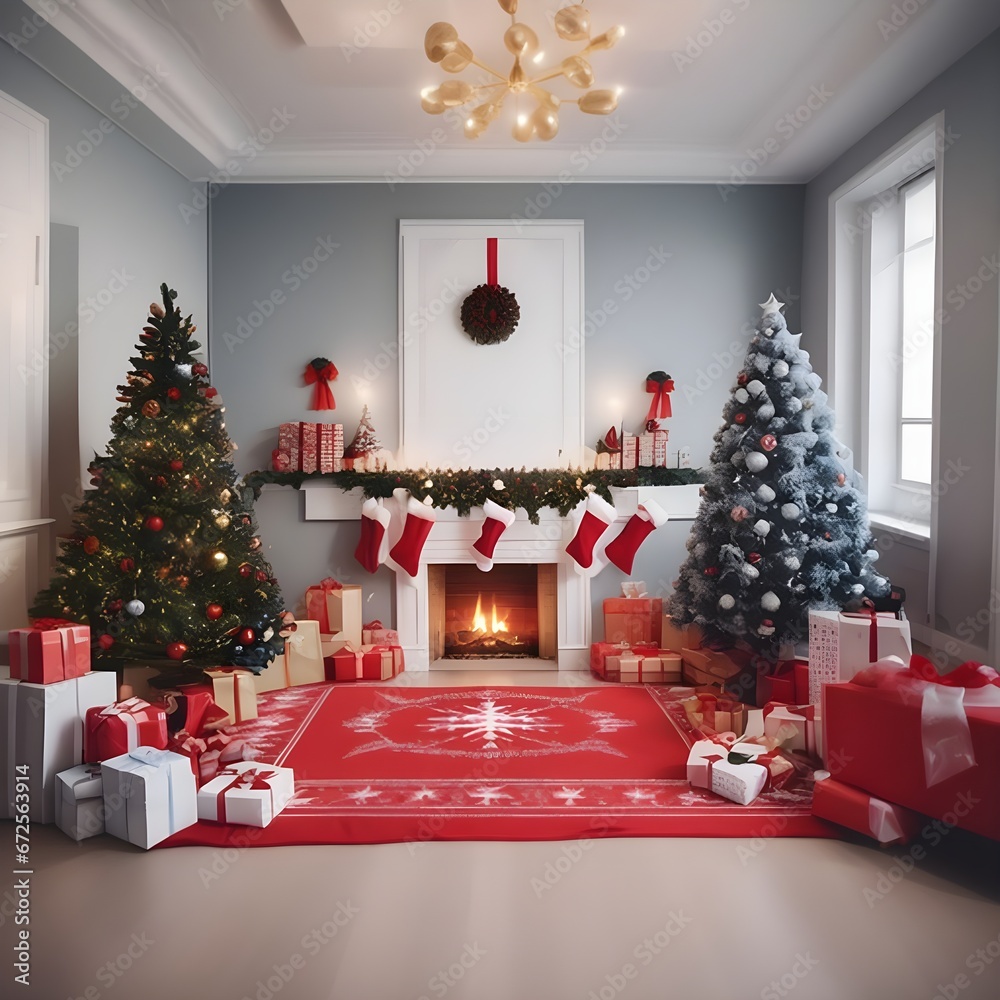 christmas celebration in room of a house generated using generative ai. christmas celebration in room of a house generated using generative ai.