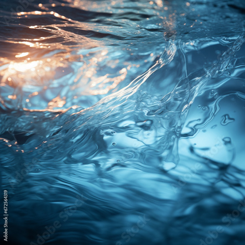An abstract background of seawater flow under light exposure, ai technology