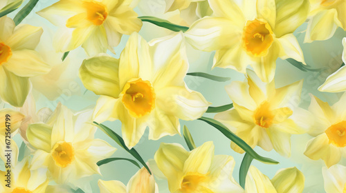 Playful Daffodils Watercolor Seamless Pattern  Background Image  Hd