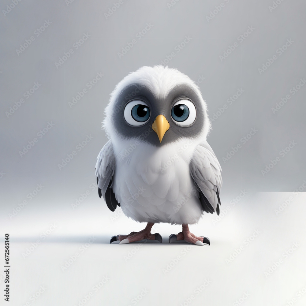 3D Owl bird On a White background 3D Owl bird On a White background