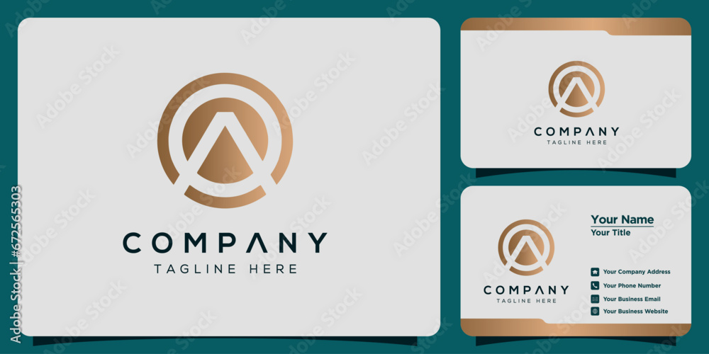 Elegant Letter A logo with stylish graphic design and name card inspiration luxury design logo and business card - obrazy, fototapety, plakaty 