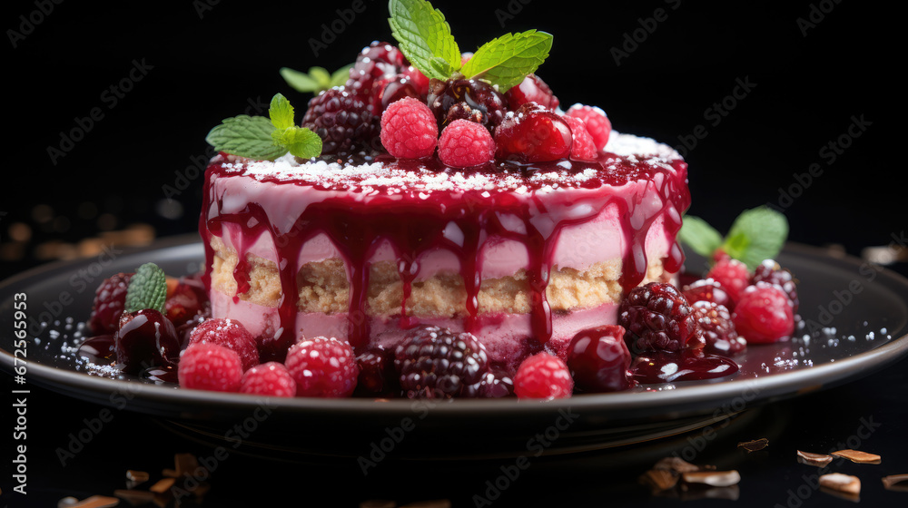 Raspberry Almond Mousse Cake  Professional , Background Image, Hd