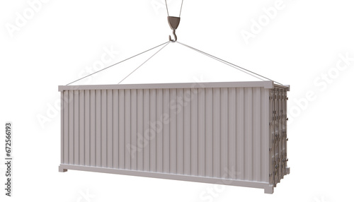 Cargo container handling isolated on white transparent, PNG photo