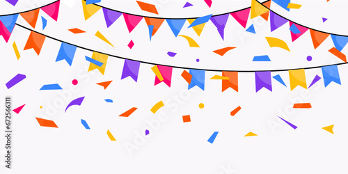 Carnival garland with flags. Decorative colorful party pennants for celebration birthday, festival