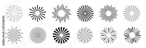 Sunburst element radial stripes. Sunburst icon collection. Vector illustration
