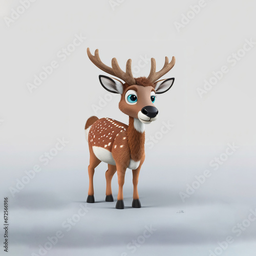 3D Deer On a White background