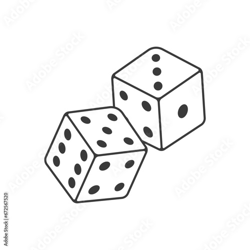 Two Rolling Dice Black And White Vector Illustration