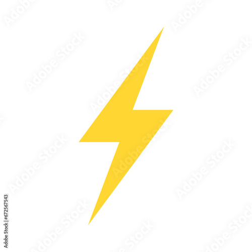 Yellow Lightning Bolt Charge Isolated Vector Icon Illustration