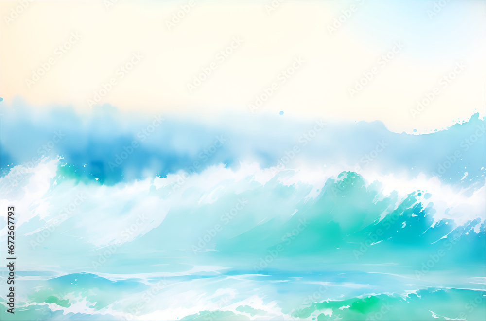 Crashing wave on a tropical beach, Abstract painting ocean wave, landscape, minimalistic art, wallpaper, background