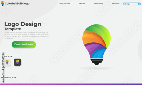 Colorful bulb logo design. Colorful light. Business. Bulb logo. Electricity. Premium template. Light. Finance. Energy. Modern. Idea. Think. Icon