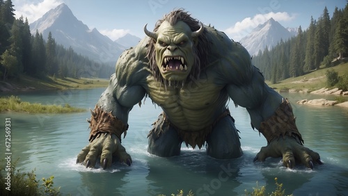 An ogre (feminine: ogress) is a legendary monster depicted as a large, hideous, man-like being that eats ordinary human beings. 4K - 8K - 12K TV. Generative AI.