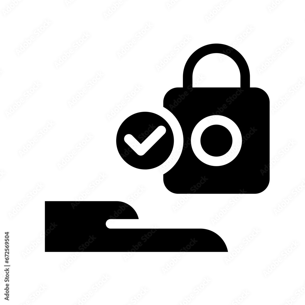 Hand Give Lock Approve Glyph Icon Hand Give Lock Approve Glyph Icon