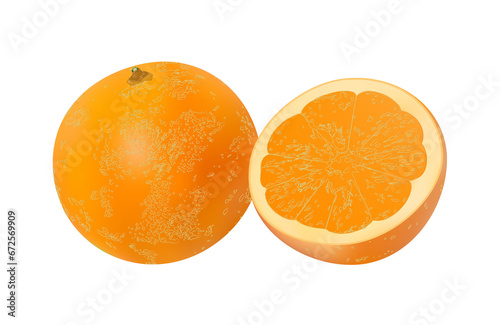 Orange fruit isolated on white background